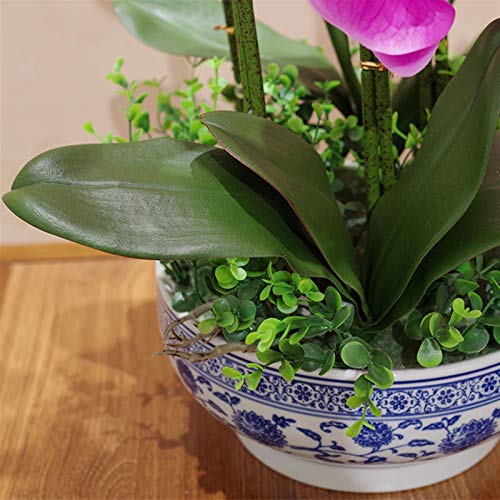 Planta de orquídea artificial de PU tacto natural en jarrón rosa 5