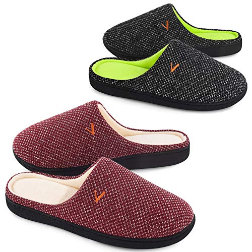 VONMAY Couple Matching Slippers Men & Women's Slip On Warm House Shoes Two-Tone Memory Foam Lightweight Non-Slip Indoor Outdoor