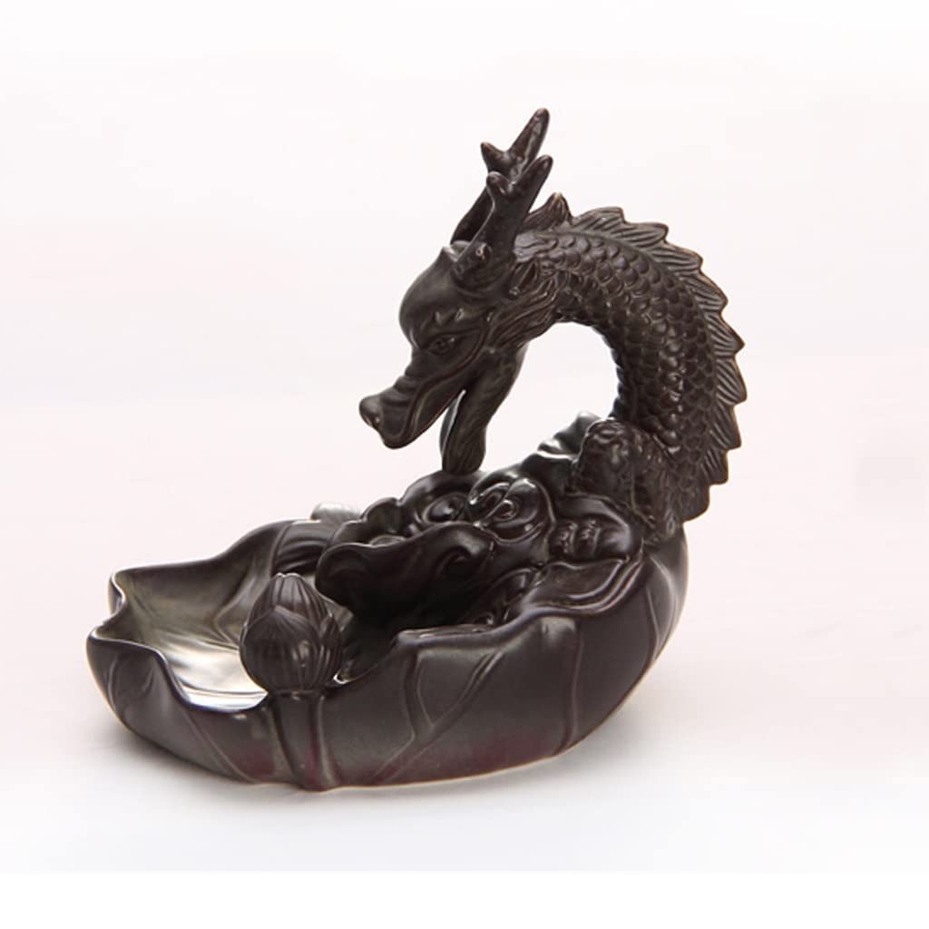 Basxdrfxz A Incense Holder Base Ceramic Backflow Incense Burner Ornaments, Fish Nd Dragon Variety Cone Furnace Crafts, Smoked Waterfall