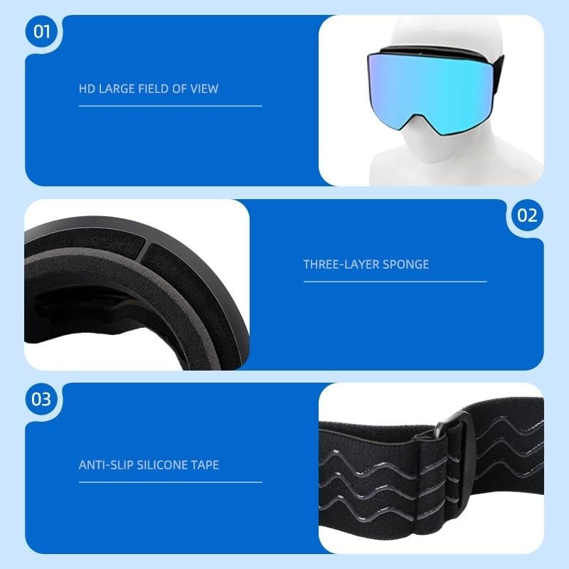 Lunettes de ski coupe-vent pour homme et femme, double pont, anti-buée, anti-reflets, protection UV