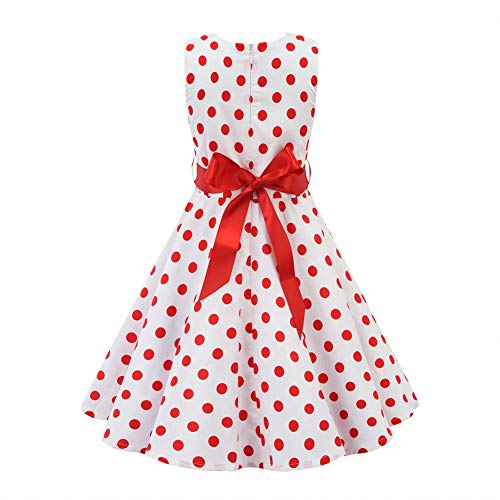 Girls 3-12 Years Vintage Polka Dot Swing Sleeveless Party Dress3