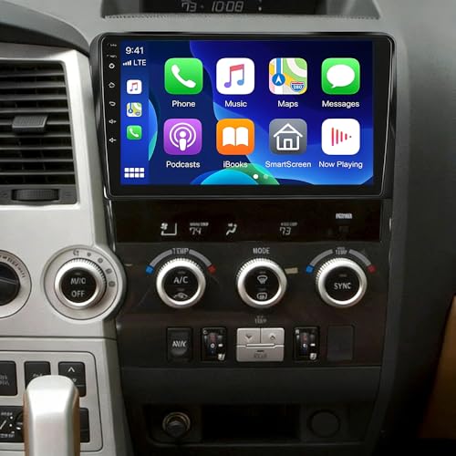 Image of 2+64G Double Din Radio for Toyota Tundra 2007-2013, 4 Core 10.1 Inch Android 14 Touch Screen Car Stereo for Sequoia 2008-2018 with Wireless Carplay Android Bluetooth GPS Backup Camera WiFi DSP SWC FM