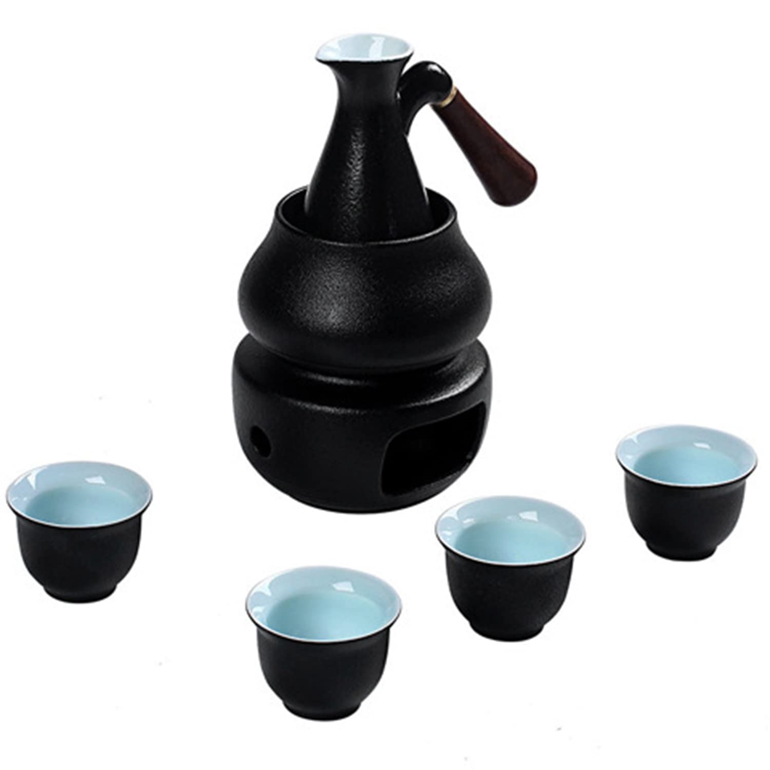 Juego de sake para regalo con estufa de calefacción y juego de tazas cerámicas