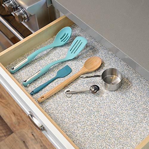 Image of Magic Cover Self-Adhesive Vinyl Shelf and Drawer Liner, 18 inch x 16', Granite Silver