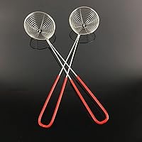 Vista 5 de 2 cucharas coladoras de acero inoxidable, cucharas de colador de olla caliente, cucharón de alambre para cocinar, cuchara con mango para olla