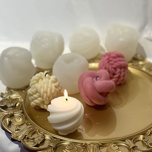 Miniatura 5 de Moldes de vela de hilo de silicona 3D para hacer velas, bricolaje, suéter, tipo piedra, molde de silicona, para hornear, hacer resina de cera y