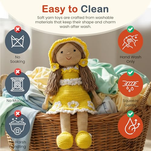 Image of Happy Threads Handmade Crochet Doll - Sunshine | Amigurumi Toys for Girls & Boys | Soft Doll for Kids | Ideal Crochet Soft Toys for Gifting & Nursery Decor, Eco-Friendly, BIS Certified (100% Cotton)