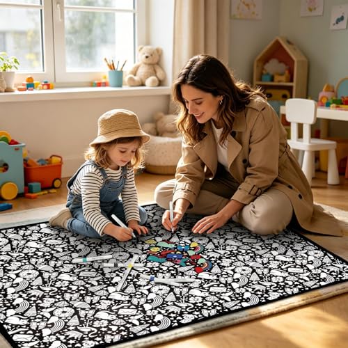 Couverture de Coloriage DIY 150x115 cm Tapis Doodle Lavable