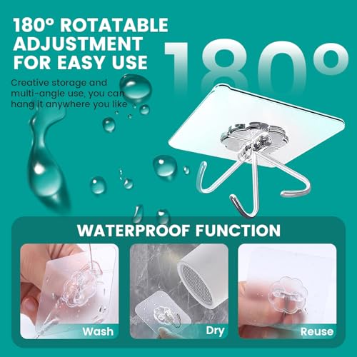 Jocanova Haken Selbstklebend, Extra Stark Haken (max. 10 kg), Klebehaken Transparent Ohne Bohren, Wasserdicht & Wiederverwendbar, Mehrzweck Klebelösungen für Küche und Bad (25 pcs Pflaumenblütenform)