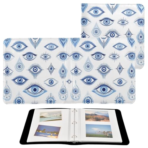Álbum de fotos Scrapbook DIY adhesivo azul con ojos turcos, 3 anillos y 40 páginas de 8x10 para recuerdos miniatura 2