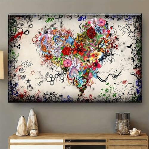 Toile cœur nordique 80x150 cm pour habiller un grand mur vide de salon