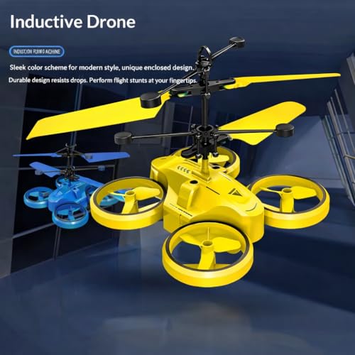 Image of Hand Sensor Drone for Kids Green | Gesture Control Flying Helicopter Toy with LED Lights | Rechargeable Indoor Flying Toy | Automatic Hover Safe Drone | Birthday Gift for Boys Girls (Yellow)