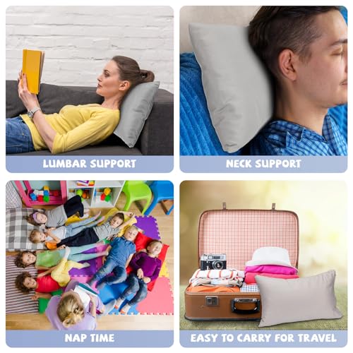 Image of Kigley 6 Pack Mini Pillows Bulk Small Pillows 14 inchx9 inch Soft Travel Nap Pillow for Daycare Nap Time Pet Neck Lumbar(Gray)