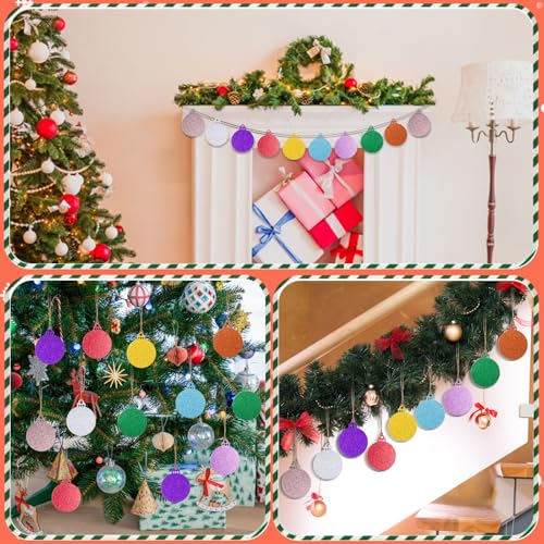 MixTeach 180 peças de recortes de papel com glitter de Natal, formas de bolas de Natal, recortes, en