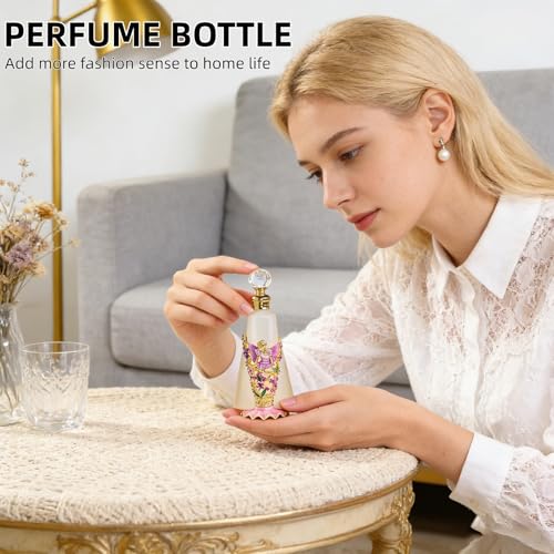 Bouteille de parfum vintage peinte à la main Joyeee flacon verre rechargeable unique