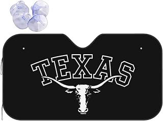 Texas Longhorn Lone Star State Texas Strong Car Windshield Sunshade Foldable Reflective Visor Sun Shade Keeps Your Vehicle Cool Fit for Cars, Trucks, and SUVs | Medium (55 x 29.9 in)