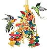 Keyohome Papegaai speelgoed, kleur hout, perfecte vogels, houten speelgoed, vogeltouw, papegaai, schommel, natuurlijk…