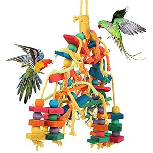 Keyohome Papegaai speelgoed, kleur hout, perfecte vogels, houten speelgoed, vogeltouw, papegaai, schommel, natuurlijk…
