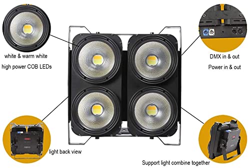 Imrelax 4X100W Warm White & Cold White Cob Blinder Lights Led Par Lights Stage Wash Lights High Brightness Led Stage Lighting, 4Pcs Dj Lights + Flight Case #TOP6