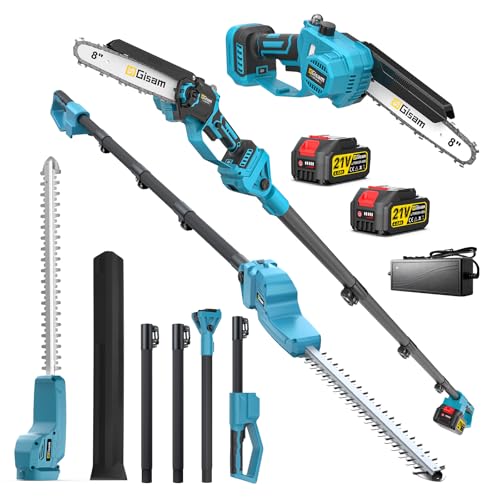TronçOnneuse 8 Pouces Et Taille-Haie Sans Fil, Ensemble D'Outils De Jardinage 4-En-1, Avec 2 Batteries De 4,0 Ah, Rallonge Jusqu'à 4,2 M, Moteur Sans Balais,...