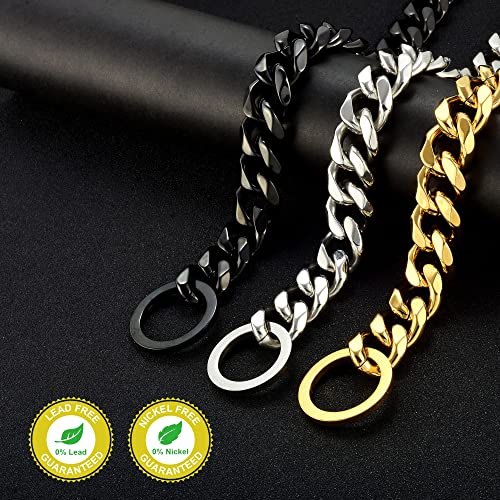 Loveshine Chain Dog Collar 18K Gold Cuban Link Dog Chain 10Mm Thick Chain Collar Metal Stainless Steel Heavy Duty Slip Dog Collars For Dogs. (10") #TOP5