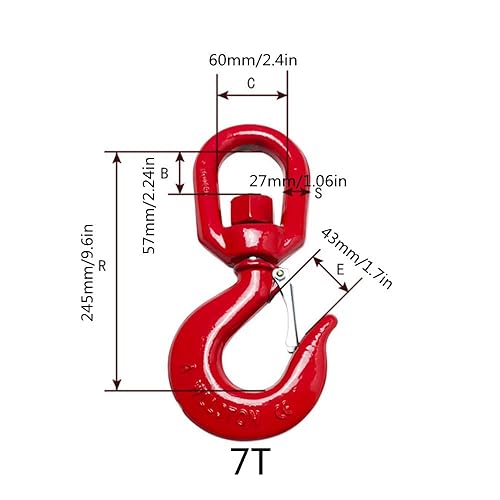 Miniatura 6 de Gancho giratorio de elevación de 7 toneladas, gancho giratorio de alta resistencia, gancho giratorio para aparejos, gancho de elevación de ojo con