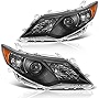 DWVO Projector Headlights Assembly Compatible with 12 13 14 2012 2013 2014 Camry L/Le/Xle/Hybrid Headlamp Replacement Black Housing Pair Driver and Passenger Side
