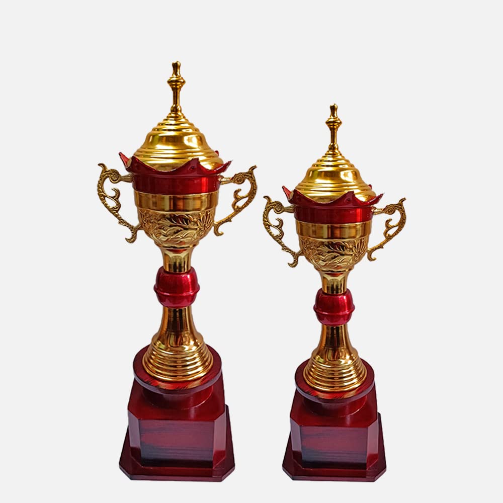 Bareeze Pure Red Gold Metal Trophy for Event Such as Trophy for Cricket Tournament, Sport, Academy, Awards, School Trophy Set (2) (B0C5RP22S5) Amazon Price History, Amazon Price Tracker