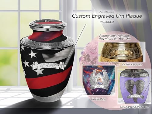 Image of Red Line Flag Cremation Urns for Human Ashes Adult Man & Urns for Ashes