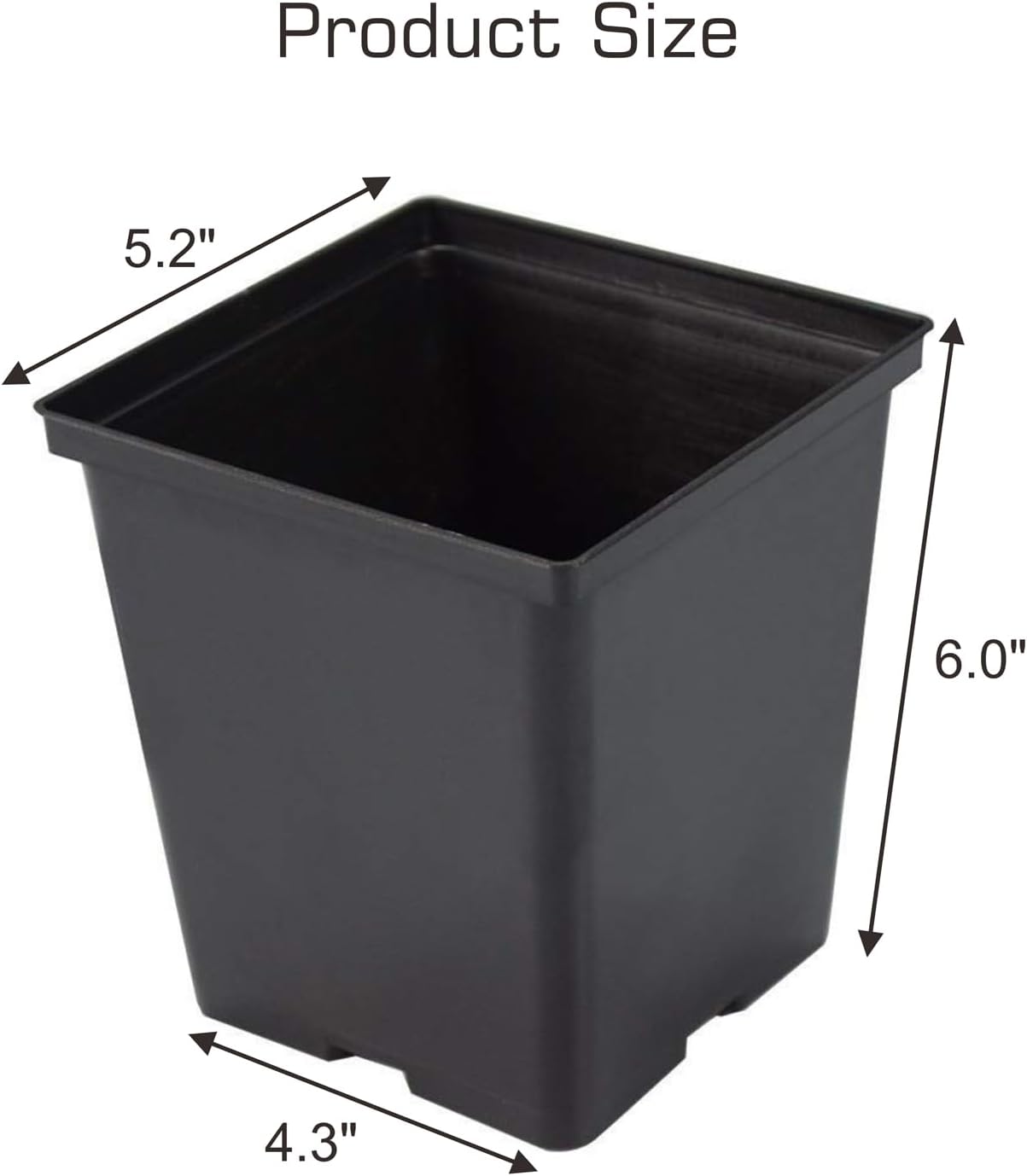 1/2 Gallon Square Nursery Pots 24PCS Black Thick Durable Plastic Flower Pots with Drainage Holes, Reusable Seedling propogation Starter Pots for Indoor Plants, Transplanting, Succulents