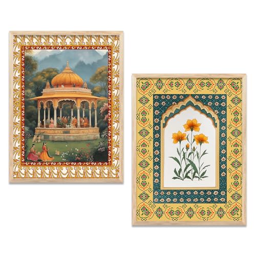 Image of Kotart Indian Art Traditional Floral Paintings for Living Room | Framed Wall Painting for Home Room Bedroom Office Wall Decor | Paintings For Home Decoration| Wall Poster With frames | Painting for Wall Decoration (Art 7, (19x25 inch ), Framed)
