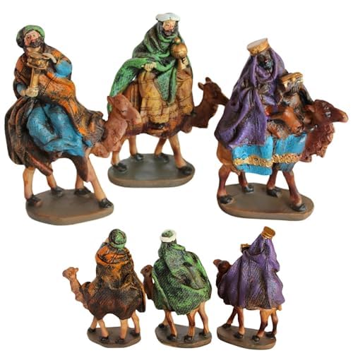 Figuras Reyes Magos Belen como Figuras Belen Navidad 14 cm. 3 Reyes Magos con Camellos para Belenes De Navidad. Completa Tu Portal De Belen con Las Tres Figuritas De Los Reyes Magos. (Marrón)