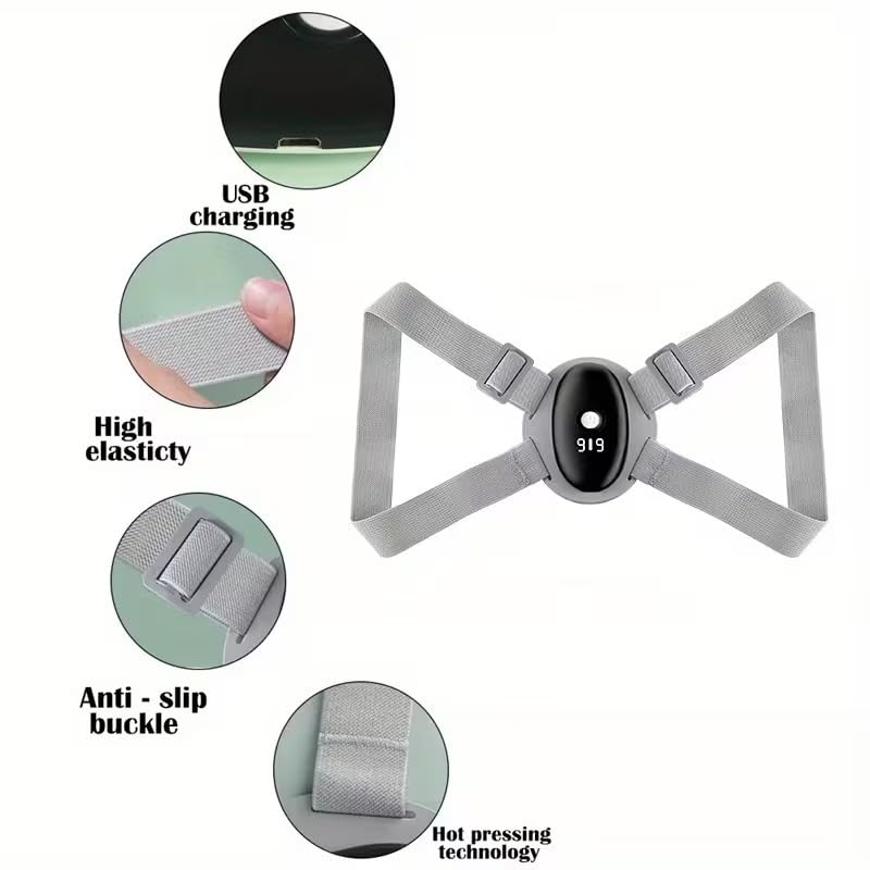 Image of Smart Posture Corrector, Upper Back Brace with Vibration Intelligent Posture Reminder, Posture Trainer for Women Kids Men, Prevent Humpback-Shoulder Relaxer Cervical Spine Alignment (One Size)