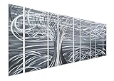 Pure Art Willow Tree of Life Metal Wall Art - Abstract Silver Sculpture Metal Wall Decor - 9-Panels...
