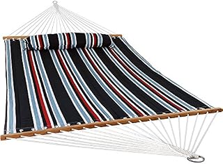 Sunnydaze Quilted Fabric Hammock Two Person with Spreader Bars Heavy Duty 450 Pound