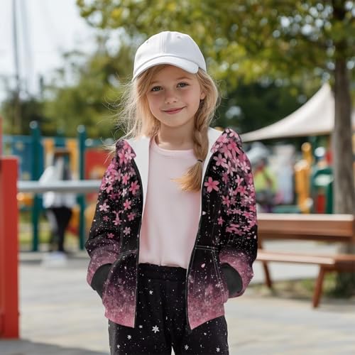 Suobstales Zip Up Hoodies for Girls Kids Long Sleeve Hooded Sweatshirts Fleece Warm Winter Sweater Coat with Kangaroo Pockets3