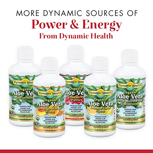 Dynamic Health Organic Aloe Vera Juice W/Micro Pulp, Unflavored | No Added Sugar, Artificial Color Or Sweeteners, No Gluten Or Bpa | 32Oz, 8 Serv #TOP4