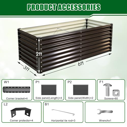 Image of 6x3x2ft Raised Garden Bed, Deep Root Planter Box, Black,1 Pack | 1mm Thick Galvanized Steel, Resists Rust Bowing, Easy Assembly, Ideal Deep-Root Growing Condition for Broccoli,Beans,Tomatoes
