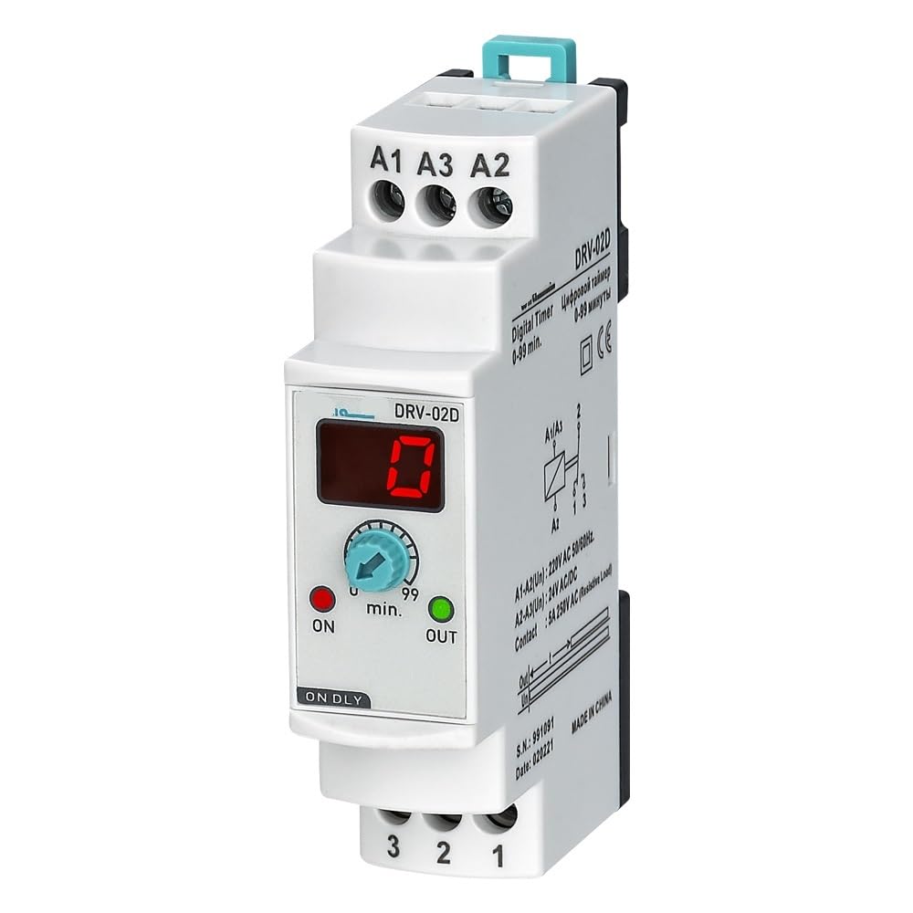Relè temporizzato digitale DRV-XX 1 pz.(220VAC,DRV-02D 0-99min.)