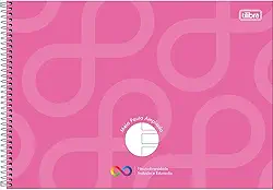 Tilibra - Caderno Espiral Capa Dura Meia Pauta Ampliada Tilibra Neuro 40 Folhas - Capa Rosa