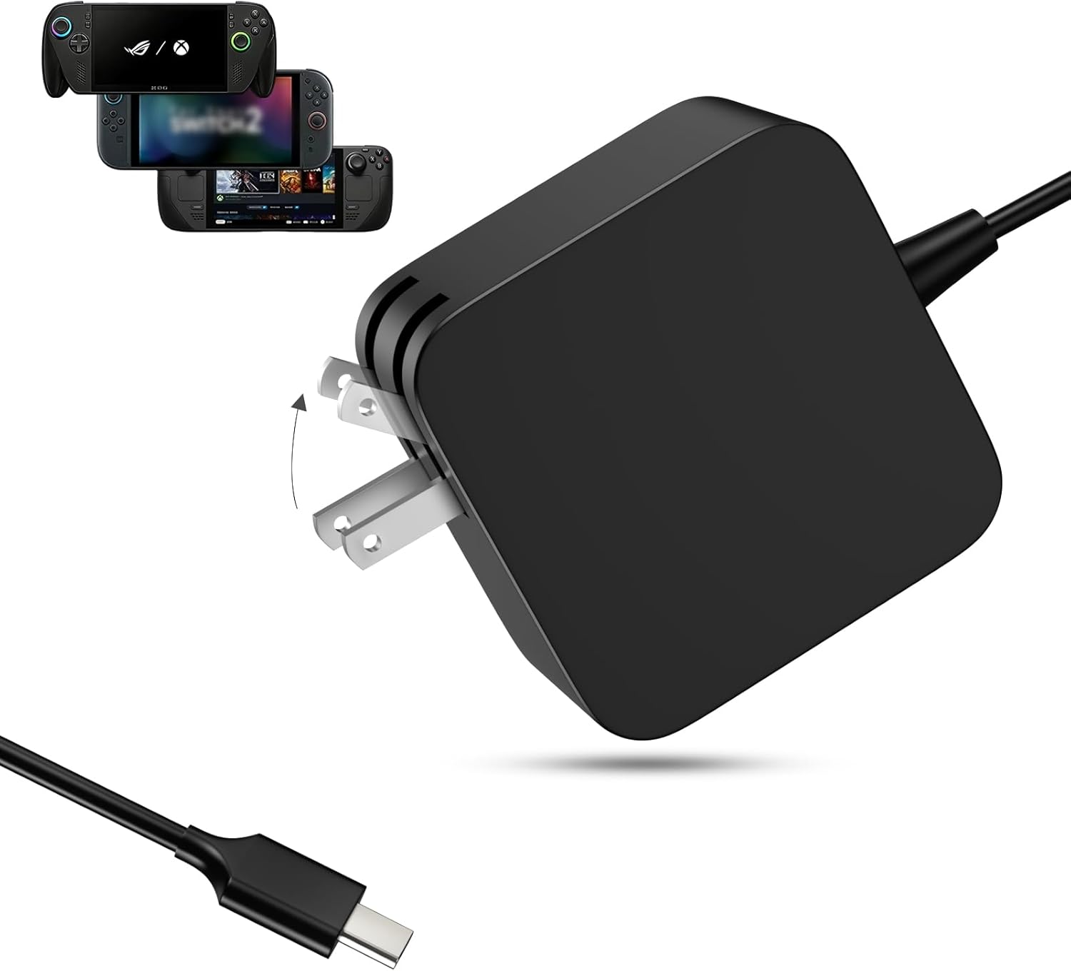 65W USB C Charger Compatible with ASUS ROG Xbox Ally X, 6FT Fast Charger Compatible with Nintendo Switch 1/2, Steam Deck, Legion Go, MSI Claw, GPD Win, Ayaneo, Onexplayer & Laptop