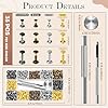 420 Sets Leather Rivets, Rivets for Leather Crafting, 4 Colors and 3 Sizes Leather Rivet Kit with 3pcs Leather Tools, Rivets for Fabric, Remaches para Cuero, Double Cap Brass Rivets for Decoration #5