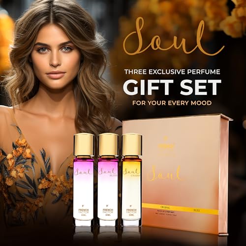 Image of French Factor Soul Perfume Gift Set For Women Long Lasting Luxury Perfume Combo Eau De Parfum Gift For Girls Made In India (Pack of 3, 30ml each)