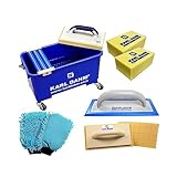 Karl Dahm Set de Lavado Express para Solador Con Accesorios Extra I Set de Lavado Para Solador I Cubo de Lavado Azulejos Con Ruedas I Set Profesional Lavado de Azulejo con 3 Rodillos Accesorios –15555