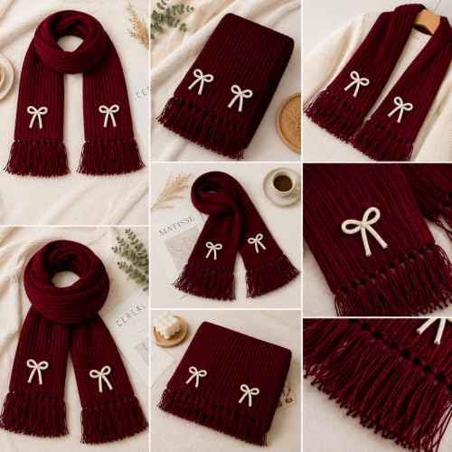 Image of KB STAR Cute Bow Women Casual Luxurious Premium Checkered Acrylic Woolen Muffler /Scarf /Stole for Winter