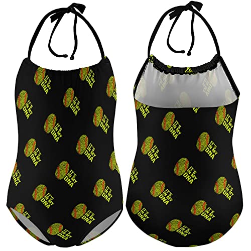 Softball is in My DNA Girl's One Piece Swimsuits Beach Sport Halter Bathing Suit Cute Print Swimwear3