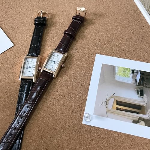 Image of Quartz Watch for Women, Lady Stylish Square Dress Watch with Leather Strap and Sapphire Crown