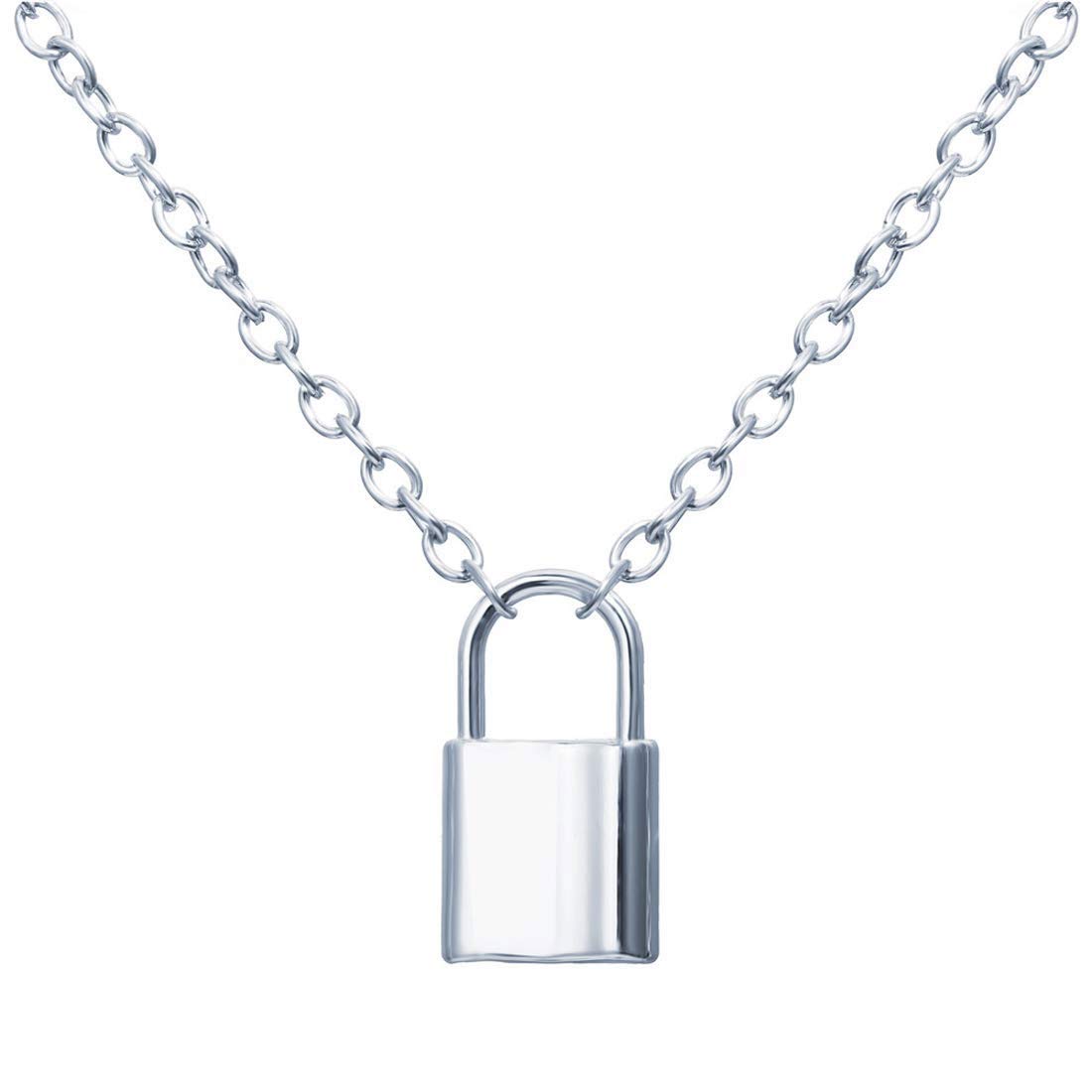 Shining Diva Fashion Stylish Lock Chain Pendant Necklace for Women and Girls (12396np), silver (B08W55XL1F) Amazon Price History, Amazon Price Tracker