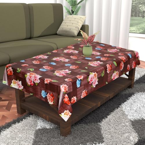 Image of Dakshya Industirs PVC Waterproof Table Cover 36x54 Inch Floral Printed Center Table Cover Washable Plastic Table Sheet Oilproof Dining Table Cover for Coffee Table Living Room Home (Floral Aura)