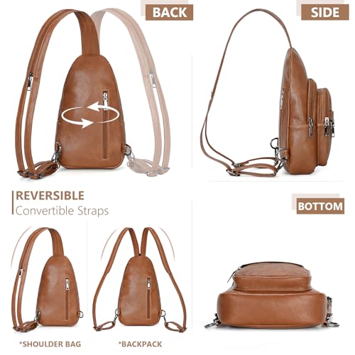 Women's Sling Bag Vegan Leather Sling Backpack Trendy Crossbody Purse for Women with Dual Purpose Strap3